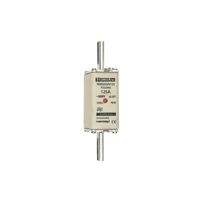 DIN NH Standard fuse-link gG Size NH0 500VAC 250VDC 125A live tags Double indicator Body width 30 mm