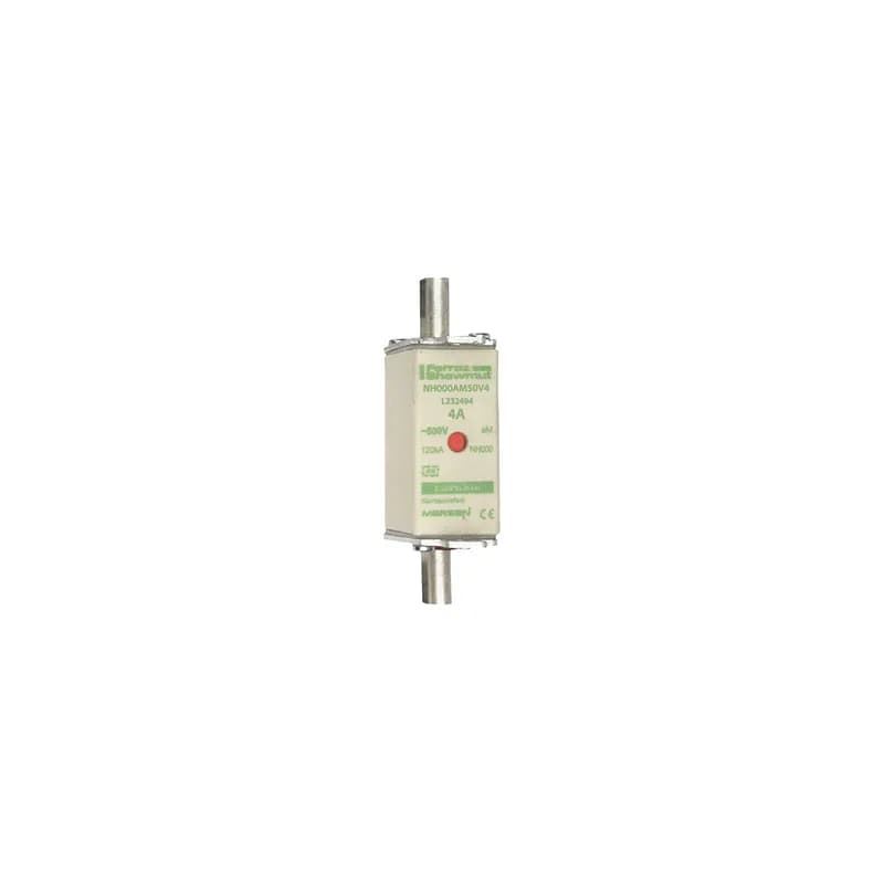 DIN NH Standard fuse-link aM Size NH000 500VAC 4A live tags Double indicator Body width 21mm