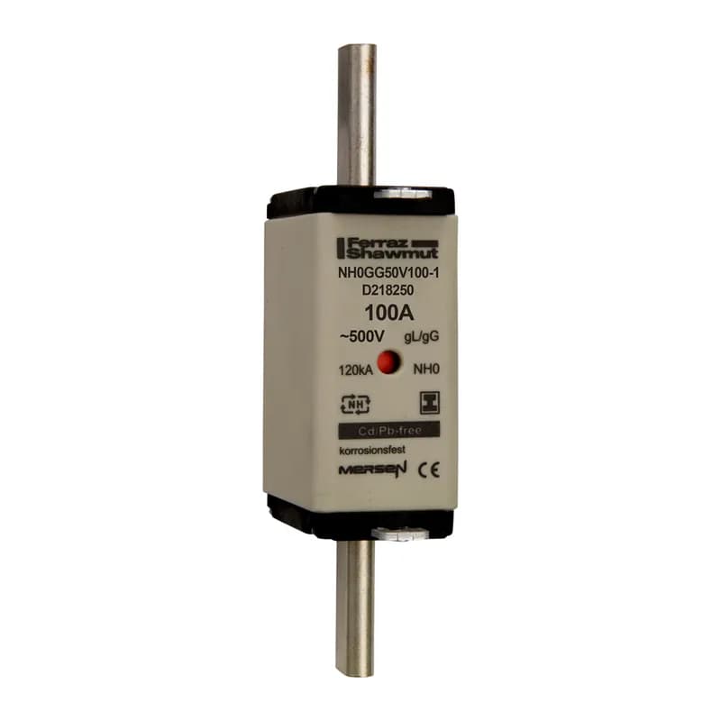 DIN NH Standard fuse-link gG Size NH0 500VAC 250VDC 100A isolated tags Double indicator Body width 30 mm