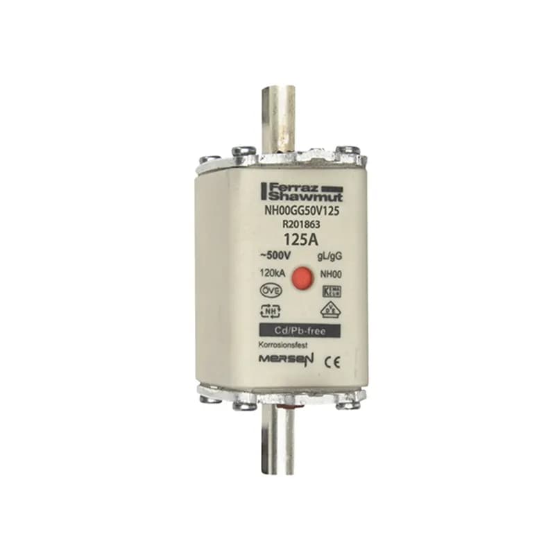DIN NH Standard fuse-link gG Size NH00 500VAC 250VDC 125A live tags Double indicator Body width 30 mm