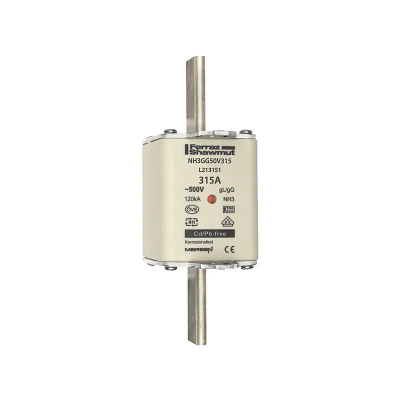 DIN NH Standard fuse-link gG Size NH3 500VAC 250VDC 315A live tags Double indicator Body width 52 mm