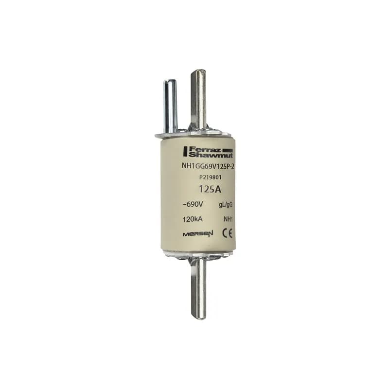 Mersen P219801 - DIN NH Standard fuse-link gG Size NH1 690VAC 125A live tags Striker Body width 44.60 mm