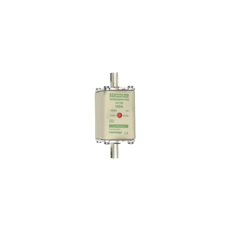 DIN NH Standard fuse-link aM Size NH00 500VAC 160A live tags Double indicator Body width 30 mm