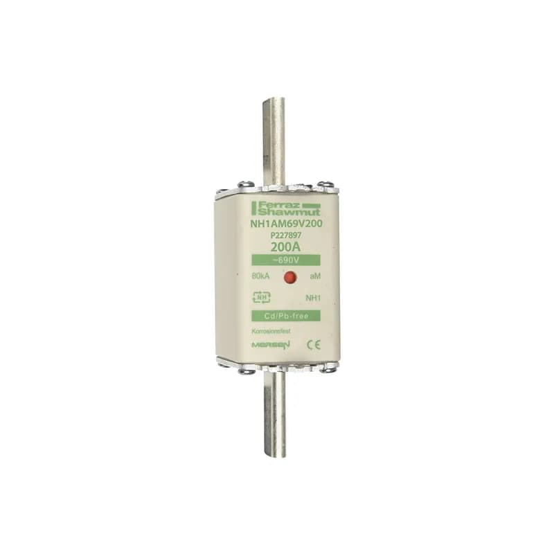 DIN NH Standard fuse-link aM Size NH1 690VAC 200A live tags Double indicator Body width 40 mm