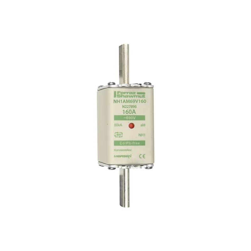 DIN NH Standard fuse-link aM Size NH1 690VAC 160A live tags Double indicator Body width 40 mm