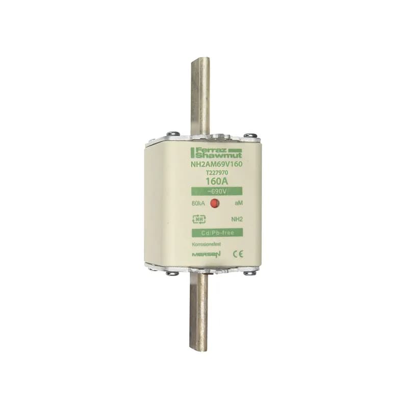 DIN NH Standard fuse-link aM Size NH2 690VAC 160A live tags Double indicator Body width 52 mm