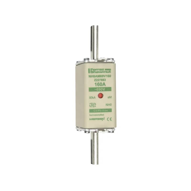 Mersen Z227883 - DIN NH Standard fuse-link aM Size NH0 690VAC 160A live tags Double indicator Body width 30 mm