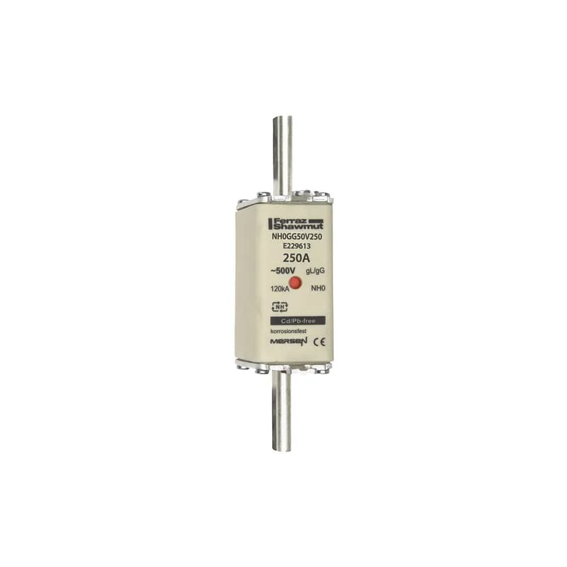 DIN NH Standard fuse-link gG Size NH0 500VAC 250VDC 250A live tags Double indicator Body width 30 mm