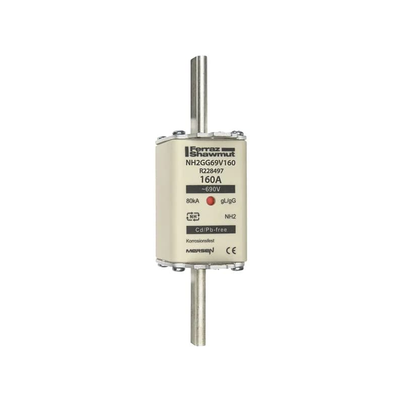 DIN NH Standard fuse-link gG Size NH2 690VAC 250VDC 160A live tags Double indicator Body width 40 mm