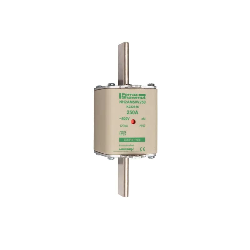 DIN NH Standard fuse-link aM Size NH2 500VAC 250A live tags Double indicator Body width 52 mm