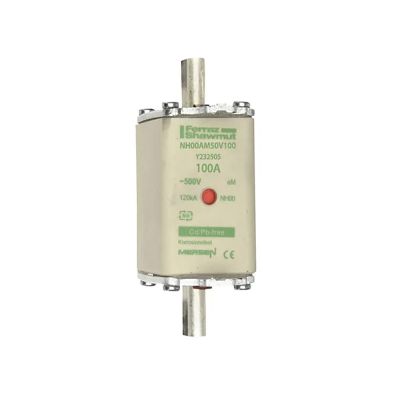 DIN NH Standard fuse-link aM Size NH00 500VAC 100A live tags Double indicator Body width 30 mm