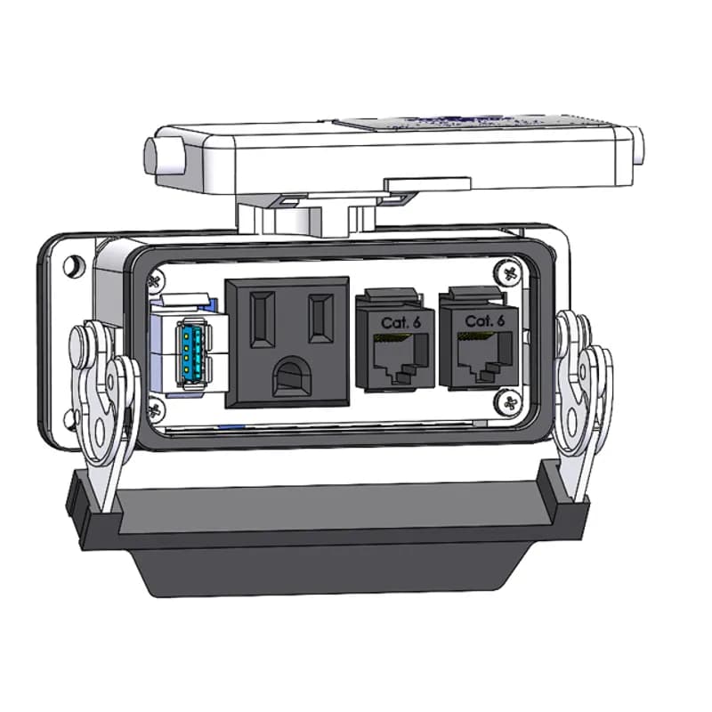 Panel Interface Connector with Simplex outlet, 2 x RJ45, USB-AFAF, in a 16LS housing