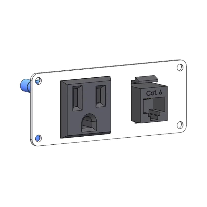 Mencom Corporation DP1-RJ45-PL16 - Panel Interface Connector with Simplex outlet, RJ45, size 16 plate and connectors only