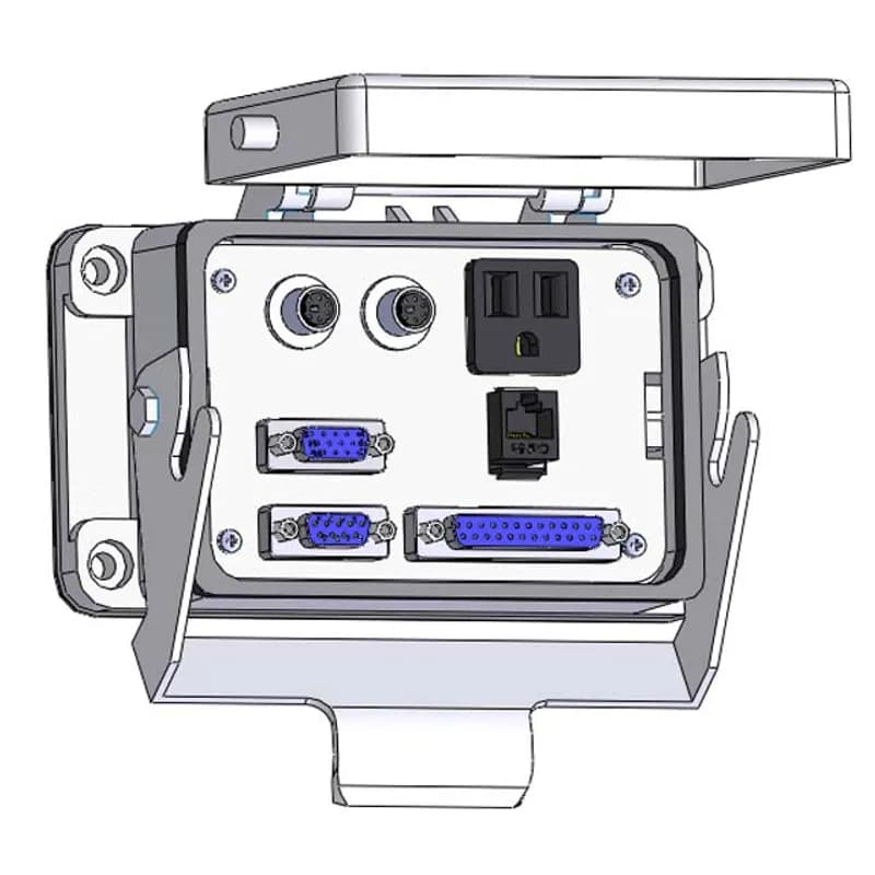 Panel Interface Connector with Simplex outlet, DB9, DDB15, DB25, RJ45, (2) 6M, and a 3amp reset, in a 48 housing