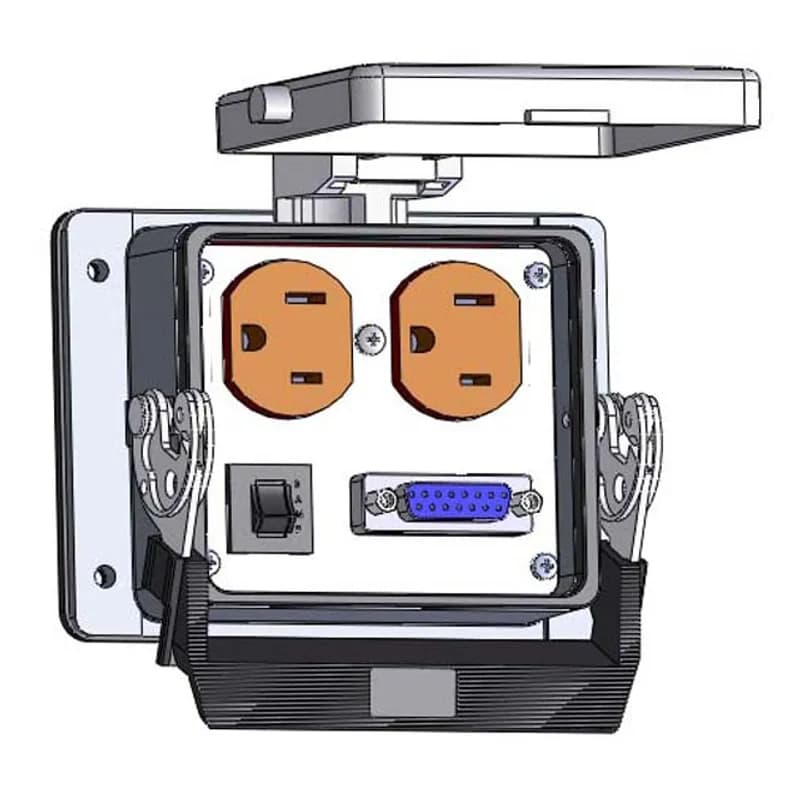 Panel Interface Connector with Duplex outlet, DB15, and a 3amp reset, in a 32 housing