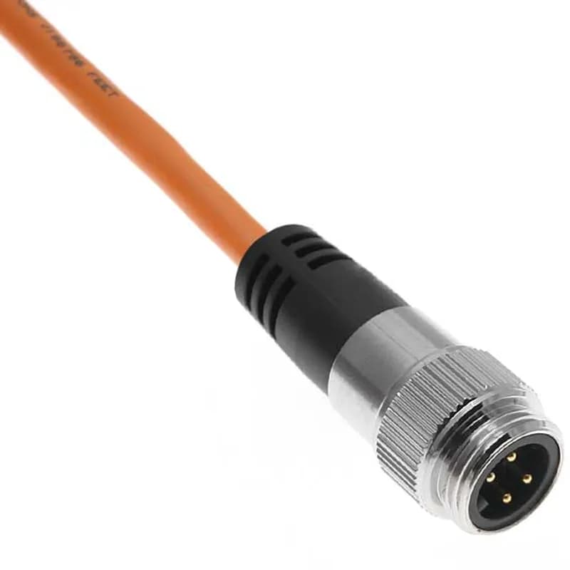 Mencom Corporation FFIN-4MPX-4M-SS - Foundation Fieldbus, Cordset, Shielded Cable, Not shielded to coupling nut, 4 Pole, 7/8UN2 Male Straight, 4M, 18awg, 8A, Orange, PVC