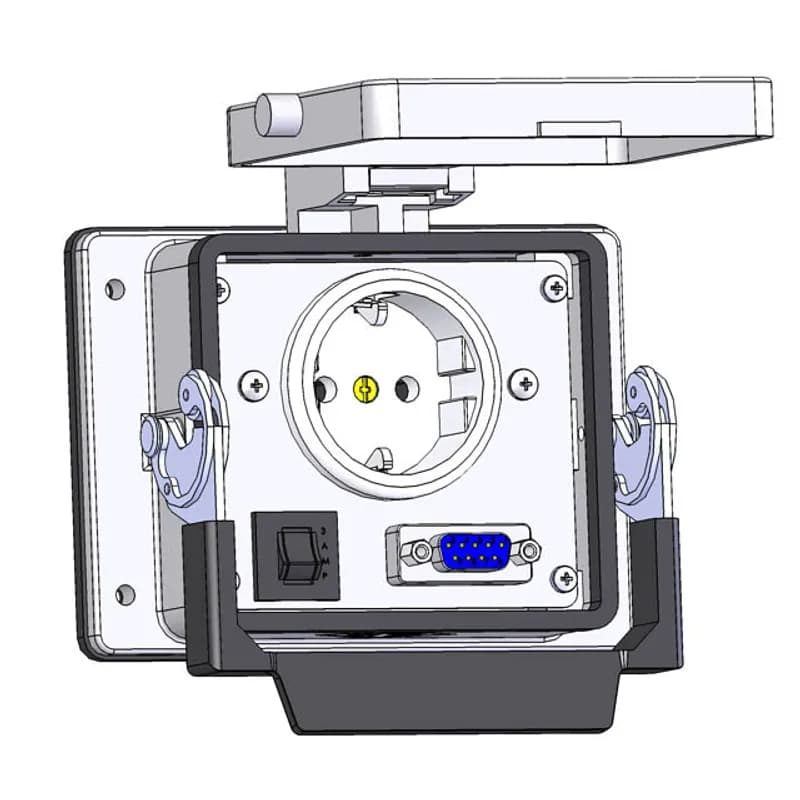Panel Interface Connector with Continental European outlet, DB9, with a 3amp reset, in a 32 housing