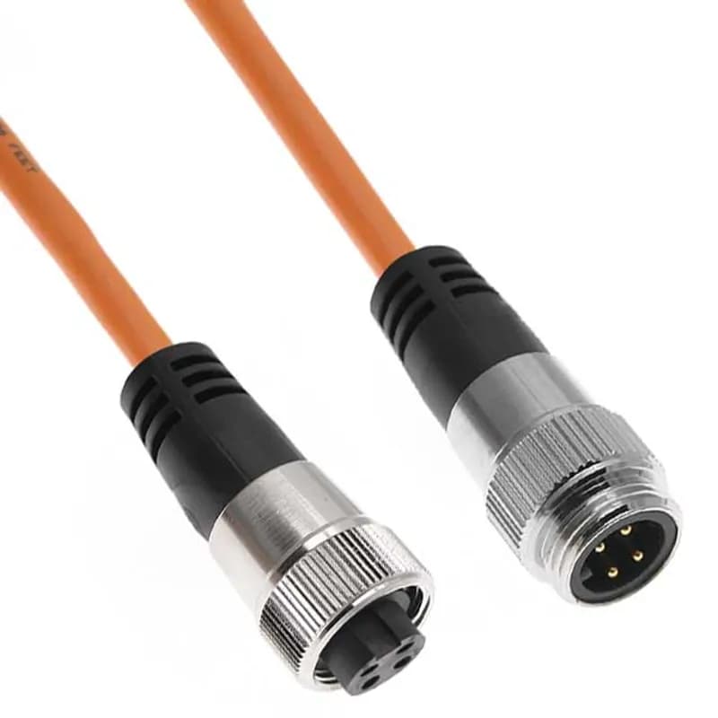 Mencom Corporation FFIN-4MFPX-10M-SS - Foundation Fieldbus, Cordset, Shielded Cable, Not shielded to coupling nut, 4 Pole, 7/8UN2 Male Straight / Female Straight, 10M, 18awg, 8A, Orange, PVC