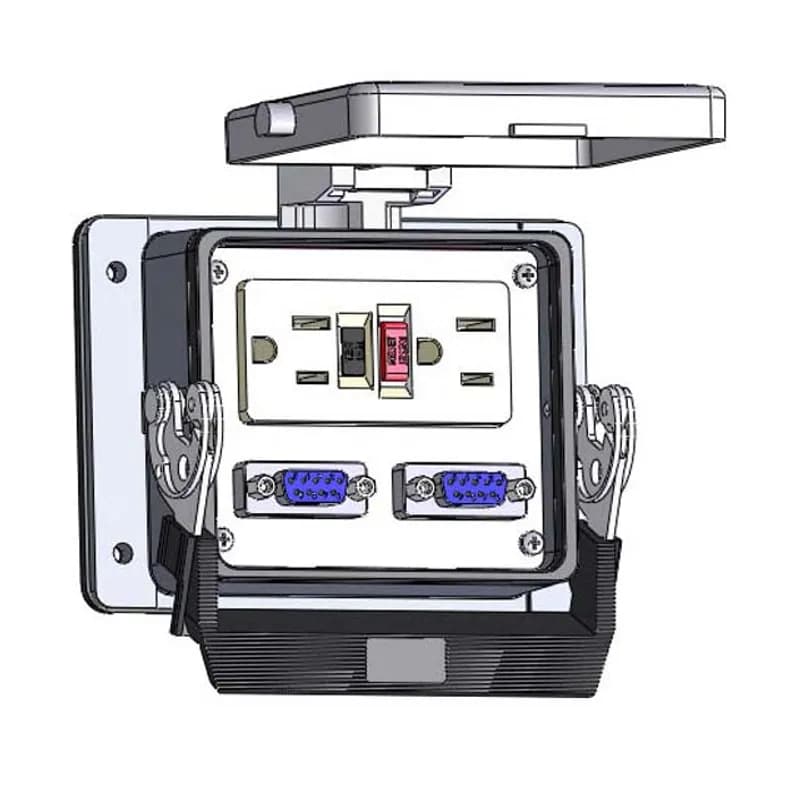 Panel Interface Connector with GFCI Duplex outlet, (2) DB9, in a 32 housing