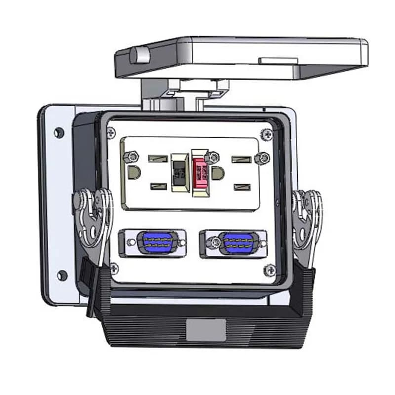 Panel Interface Connector with GFCI Duplex outlet, (2) DB9M, in a 32 housing