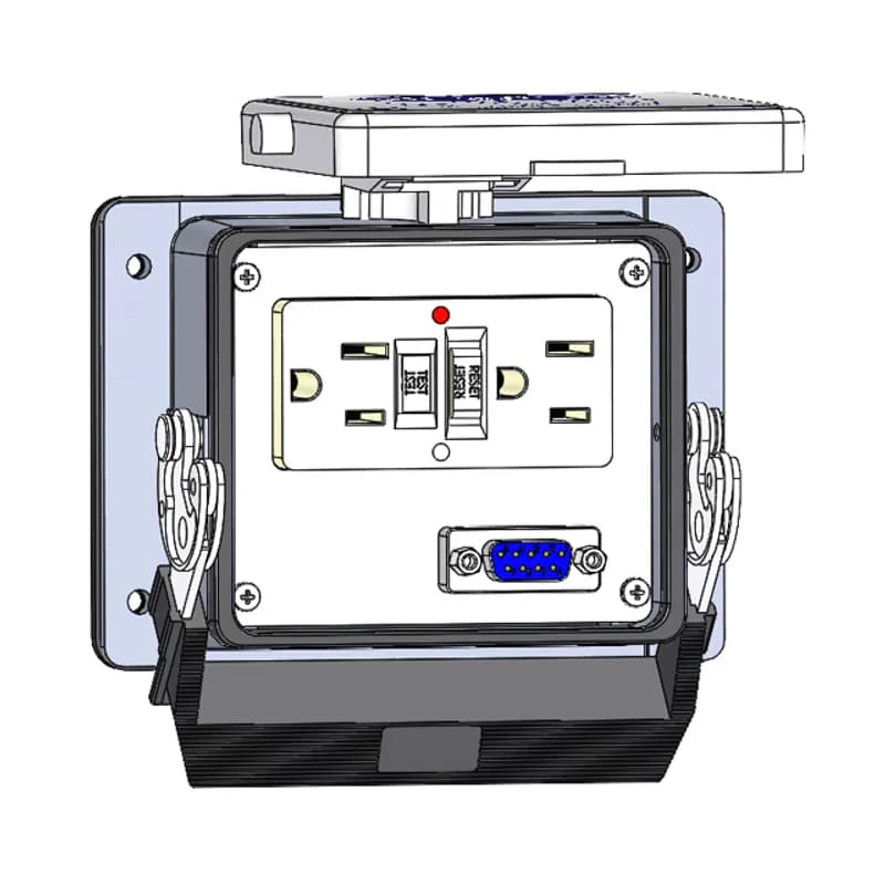 Panel Interface Connector with GFCI Duplex outlet, and DB9, in a 32 housing
