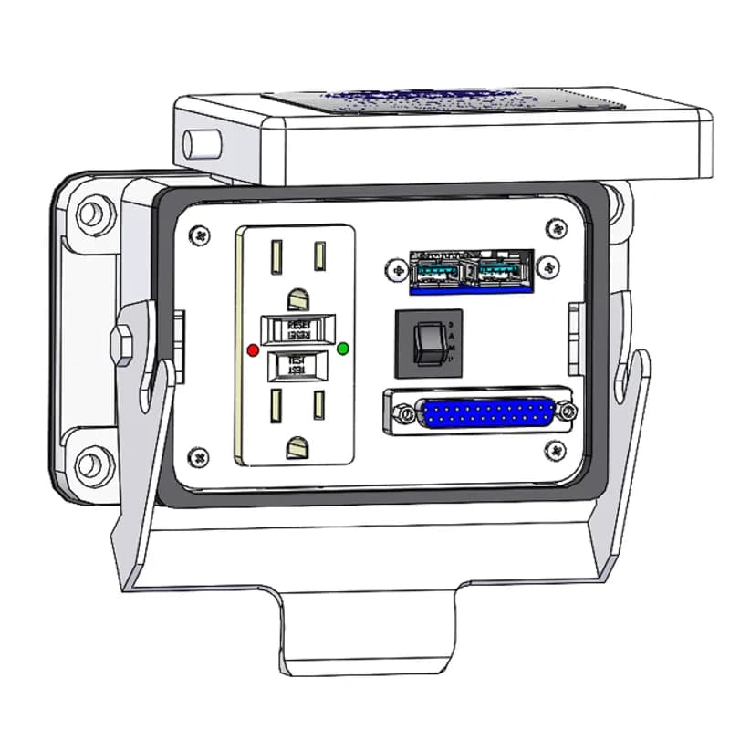 Panel Interface Connector with GFCI Duplex outlet, DB25, 2 x USB, and a 3amp Reset ,in a 48 housing