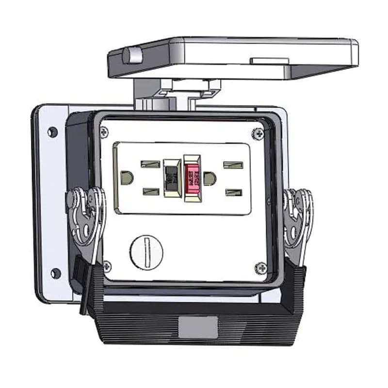Panel Interface Connector with GFCI Duplex outlet, in a 32 housing