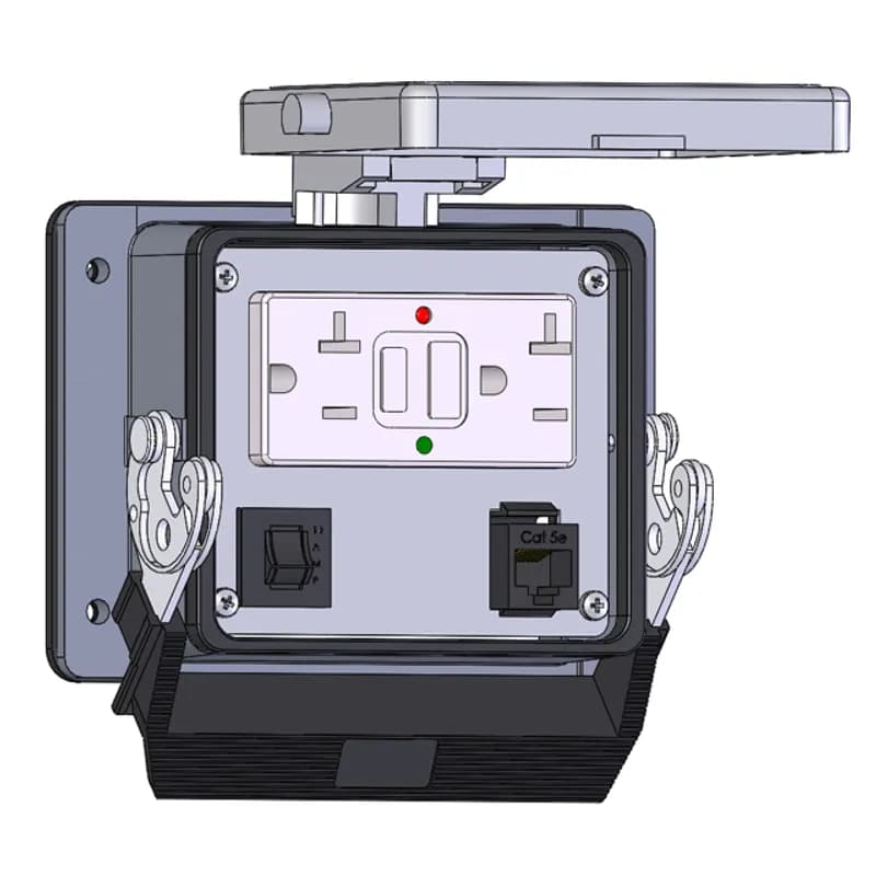 Mencom Corporation GFDP1-RJ45-10R-32 - Panel Interface Connector with y, RJ45, and a 10amp reset, in a 32 housing