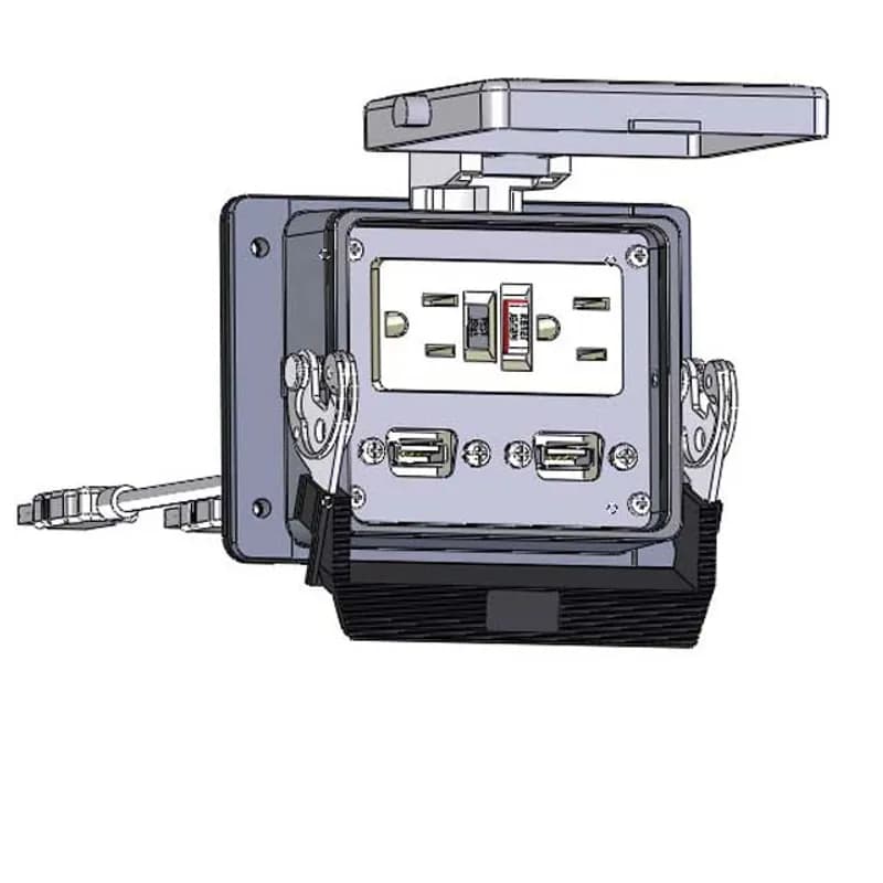 Panel Interface Connector with GFCI Duplex outlet, (2) USB-06, in a 32 housing