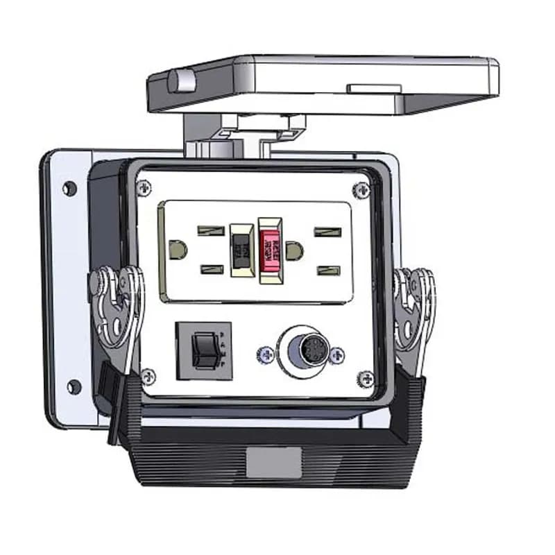 Mencom Corporation GF-8M-R-32 - Panel Interface Connector with GFCI Duplex outlet, 8M, in a 32 housing