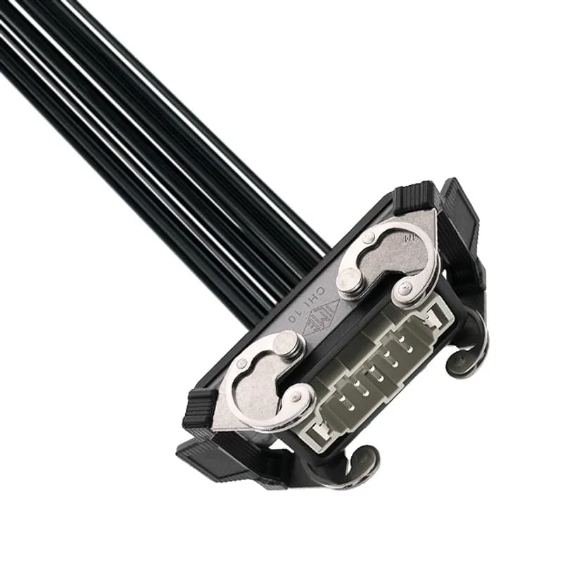 Mencom Corporation IRCD-10NM-160-003 - Pre-wired Male Rectangular Receptacles, 10 Pole, Double Latch, 16 awg, 0.3M, Squich Spring