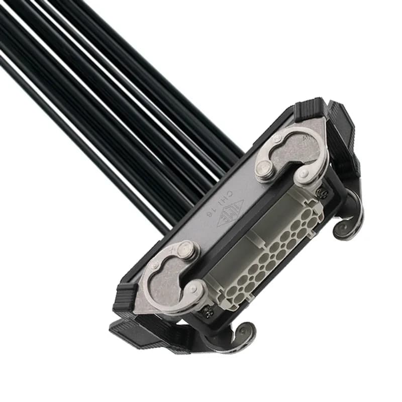 Mencom Corporation IRCD-16NF-140-010 - Pre-wired Female Rectangular Receptacles, 16 Pole, Double Latch, 14 awg, 1M, Squich Spring