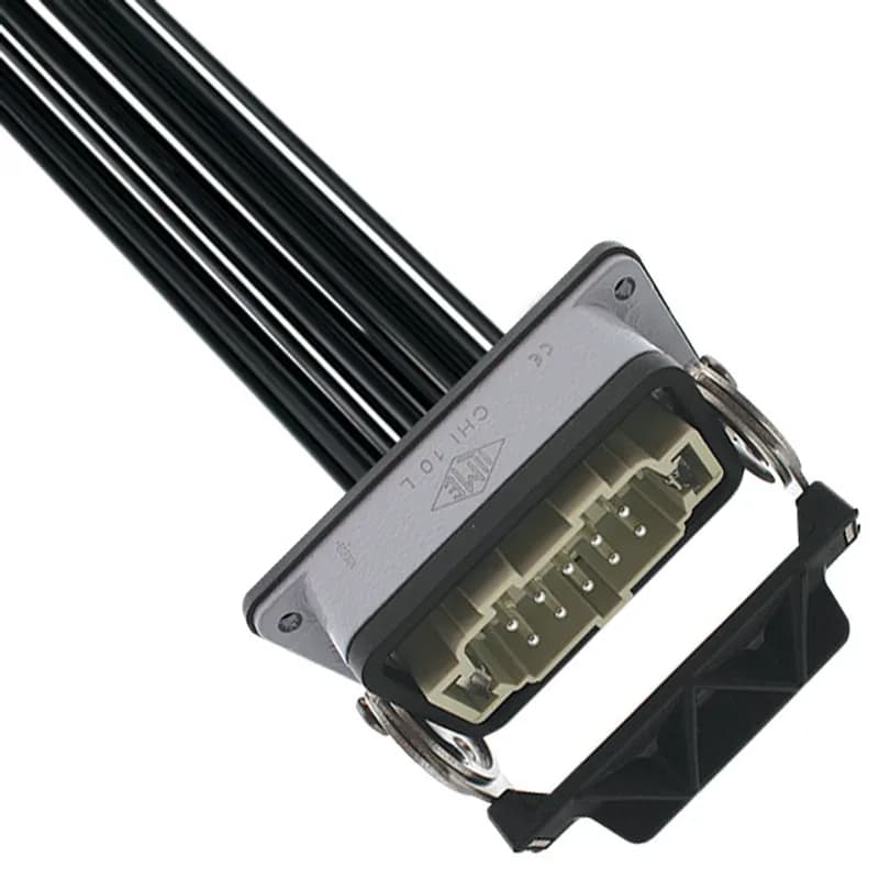 Mencom Corporation IRCL-10NM-140-020 - Pre-wired Male Rectangular Receptacles, 10 Pole, Single Latch, 14 awg, 2M, Squich Spring