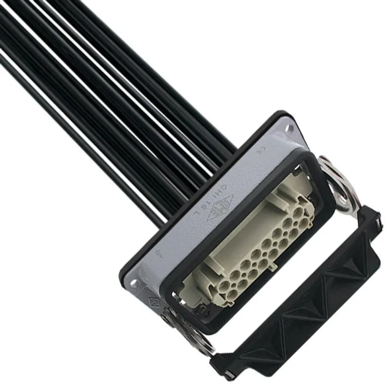 Mencom Corporation IRCL-16NF-140-020 - Pre-wired Female Rectangular Receptacles, 16 Pole, Single Latch, 14 awg, 2M, Squich Spring