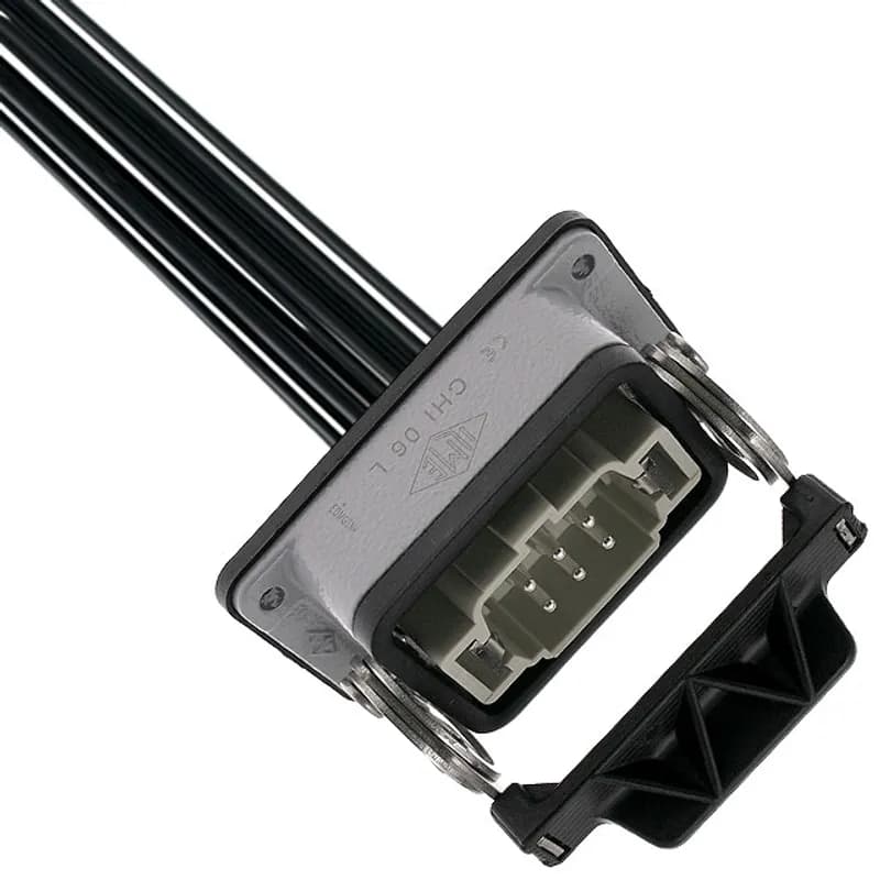 Mencom Corporation IRCL-06NM-160-010 - Pre-wired Male Rectangular Receptacles, 6 Pole, Single Latch, 16 awg, 1M, Squich Spring