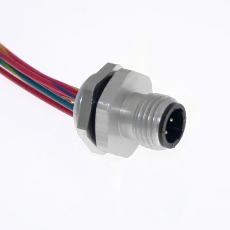 Mencom Corporation MAC-6MR-M16 - MAC, Receptacle, 6 Pole, Male Straight, 1Ft, 22awg, 4A, M16, Front Mount, Aluminum Clear Anodized