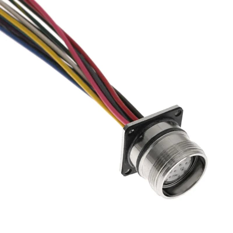 MCV, M23 Receptacle, 17 Pole, Female Straight, Discrete, 0.3M, 5A, Rear Mount, M3.0 Tapped Holes, Nickel Plated Brass