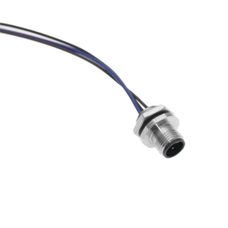 Mencom Corporation MDC-4MR-M16-18 - MDC, Receptacle, 4 Pole, Male Straight, 1Ft, 18awg, 4A, M16, Front Mount, Clear Anodized Aluminum