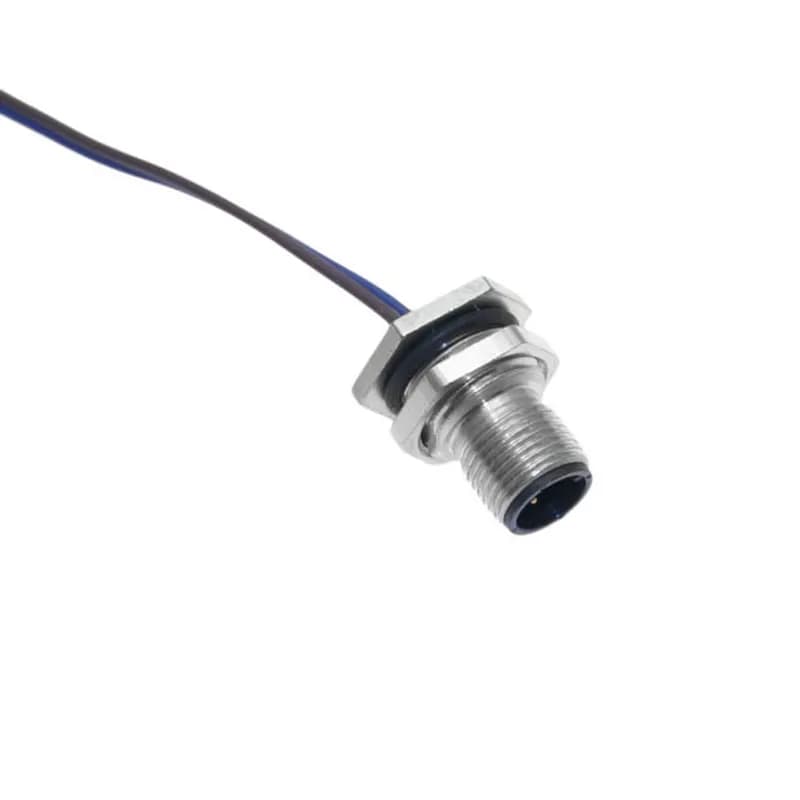 MDC, Receptacle, 8 Pole, Male Straight, 1Ft, 24awg, 2A, PG9, Back Mount, Nickel Plated Brass