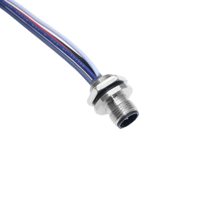 MDC, Receptacle, 5 Pole, Male Straight, 1Ft, 18awg, 4A, .25-NPT, Front Mount, Nickel Plated Brass