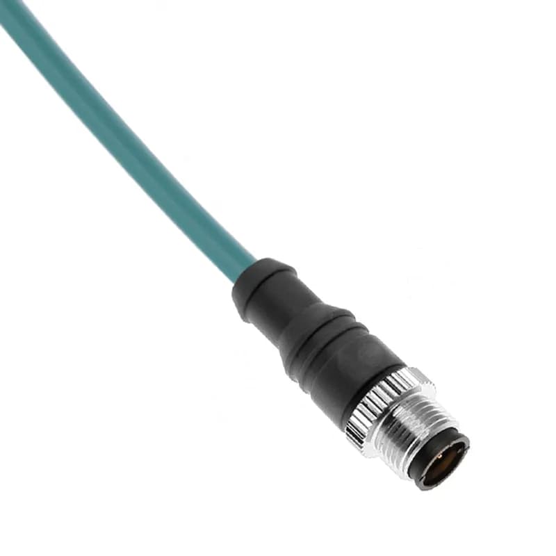 Ethernet, Cordset, Male Shielded to Coupling Nut, 4 Pole, M12 D-Coded Male Straight, 5M, Teal, PUR