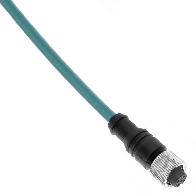 Ethernet,  Shielded Cable, Not shielded to coupling nut, 8 Pole, M12 A-Coded Straight, 1M, Teal, PUR