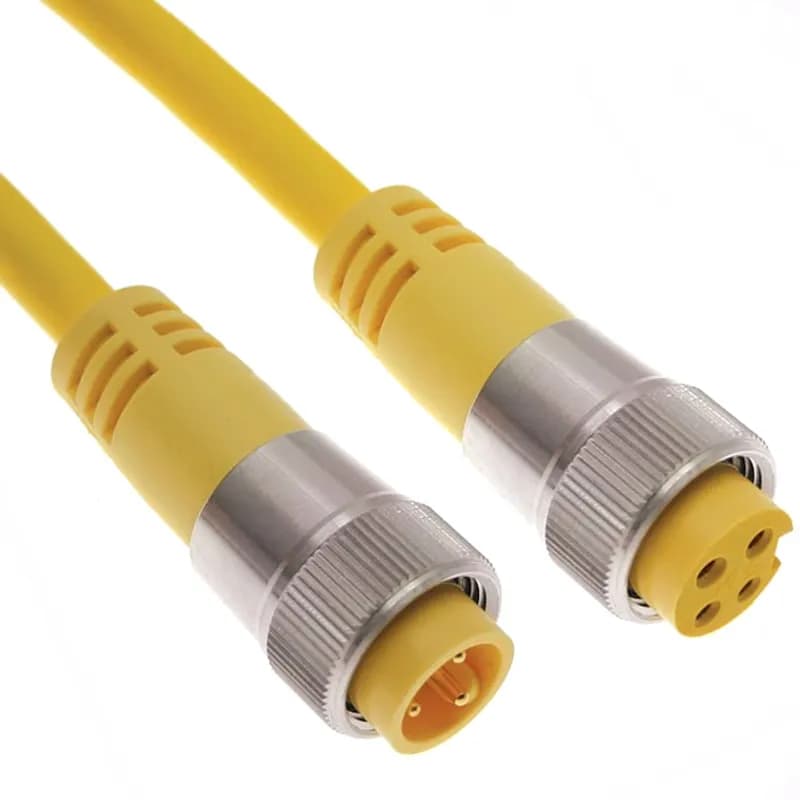 Mencom Corporation MINW-5MFP-30 - MIN Size I, Cordset, 5 Pole, Male Straight / Female Straight, 30 Ft, 8A, Yellow, TPE