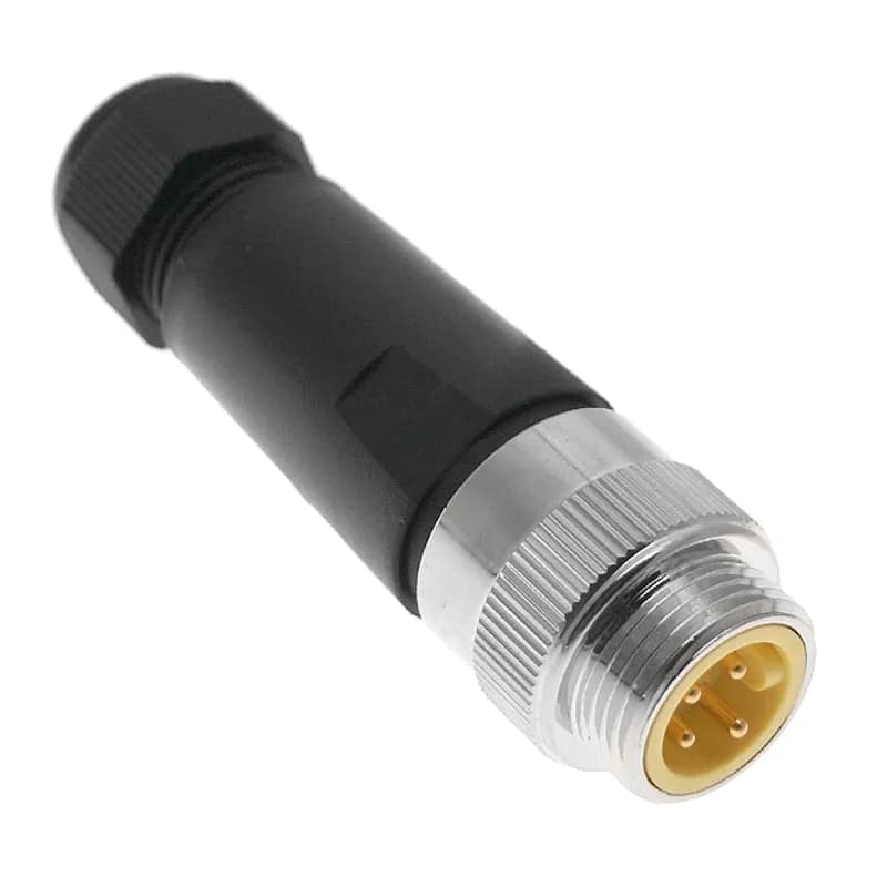 MIN Size I, 4 Pole, Male Straight with Male Threads, Field Wireable, Nickel Plated Brass, 5-13mm