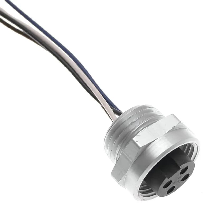 MIN Size I, Receptacle, 5 Pole, Female Straight with Female Threads, 3 Ft, 16awg, 8A, .5-NPT, Front Mount, Aluminum Clear Anodized