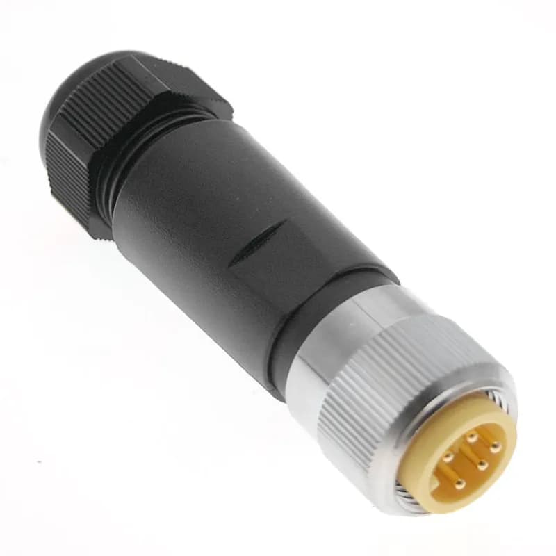 MIN Size I, 6 Pole, Male Straight, Field Wireable, Nickel Plated Brass, 8-17mm