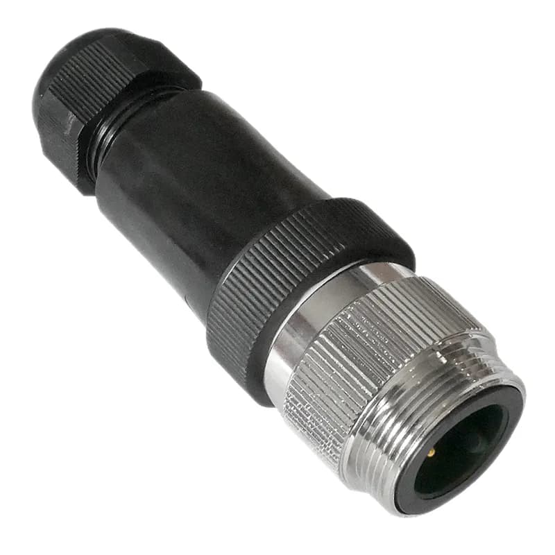 Mencom Corporation PMIN-4MP-FW - MIN Power Distribution Series, 4 Pole, Male Straight, Field Wireable, Nickel Plated Brass, 12-18mm