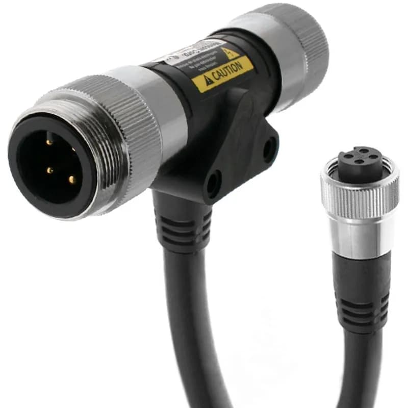 MIN Power Distribution Series , 3 Pole, Male to Female "T" with 7/8" Female drop cable, 2m, 14awg, 30A/18A, Black, TPE, TC-ER, FT4