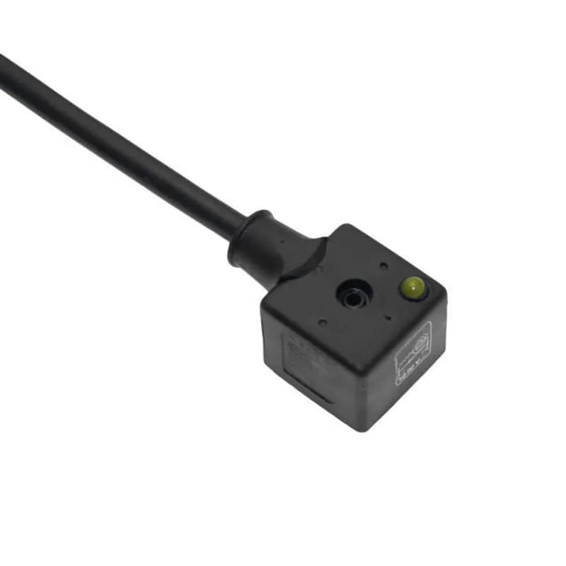 Mencom Corporation VAC-A20-00 - Solenoid Valve Connectors, Cordset, 3 Pole, Form A 18mm, 10 Meters, 50V, 10A, LED w/Flyback Diode