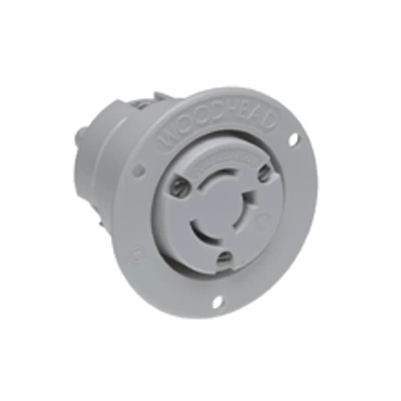 Woodhead 2708MB - Safeway® Flanged Receptacle with Locking Blade, 3 Pole/3 Wire, Non-NEMA, 250V